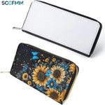5pcs Sublimation Blank Fashion Women Zip Around Long Wallet Pu Leather Phone Clutch Travel Card Holder Purse For Women Girl Gift