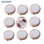 SCCFMM 10pcs Sublimation Blank Magnifying Compact Mirror for Purses Rose Gold Folding Mini Pocket Travel Makeup Mirror for Custom Gift