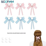Sublimation Bow Hairpin Blue Pink Bow Hair Clips Hairpin Custom Personalized Gift for Friends Heat-transfer Print Logo Photo
