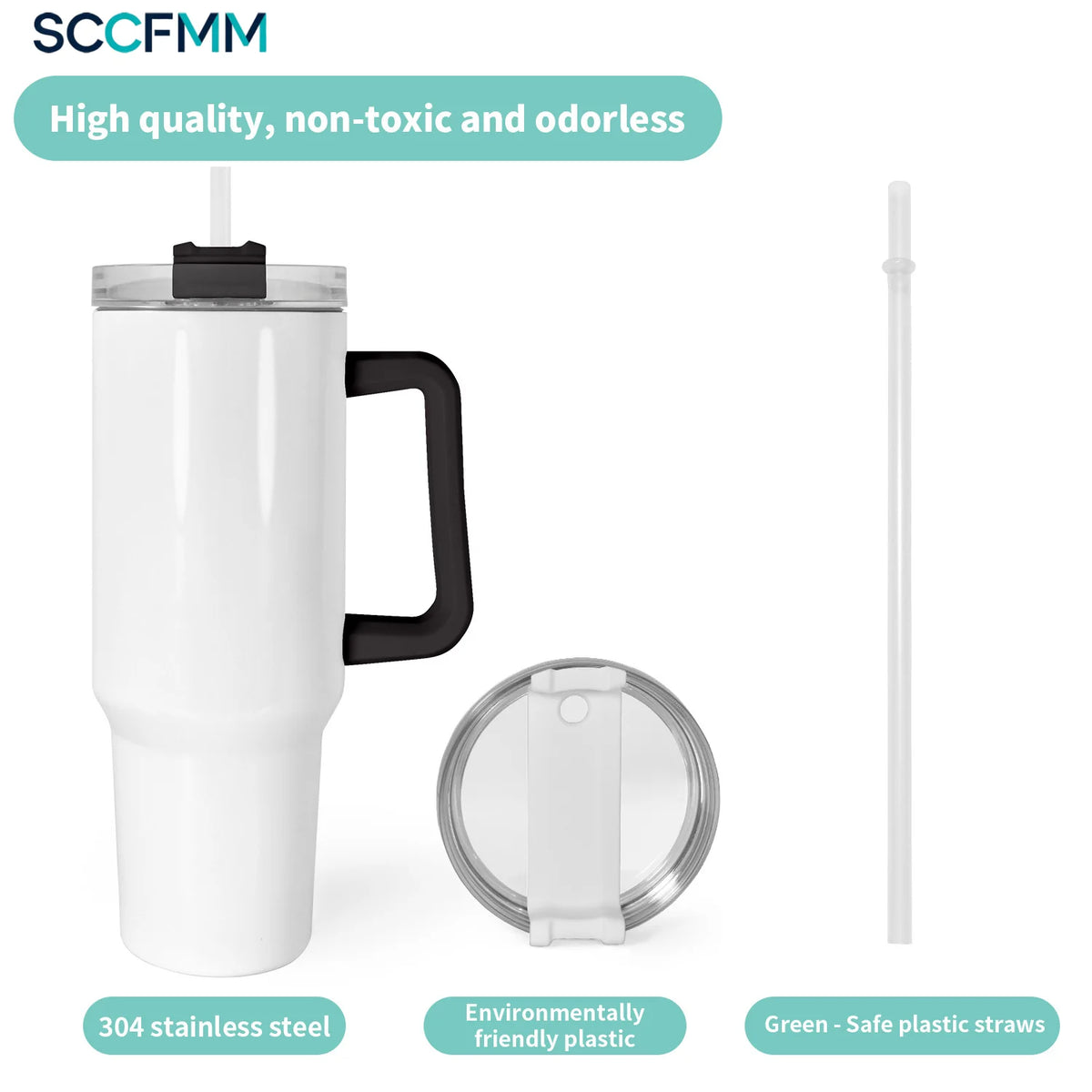 SCCFMM Thermal Sublimation 40oz Skinny Tumbler Sports Cup Colorful Handle Stainless Steel Car Water Bottle Travel Sippy Bottle