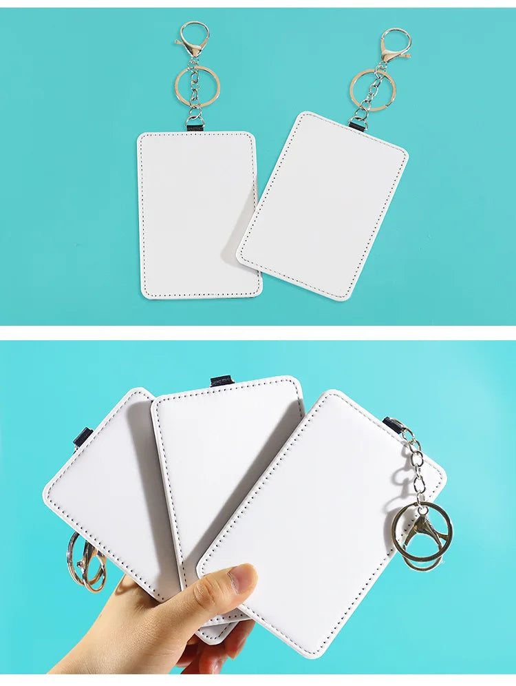 20 Pcs Sublimation Blank PU Leather Card & ID Badge Holders Portable Heat Transfer Printable for Office & Transportation Use