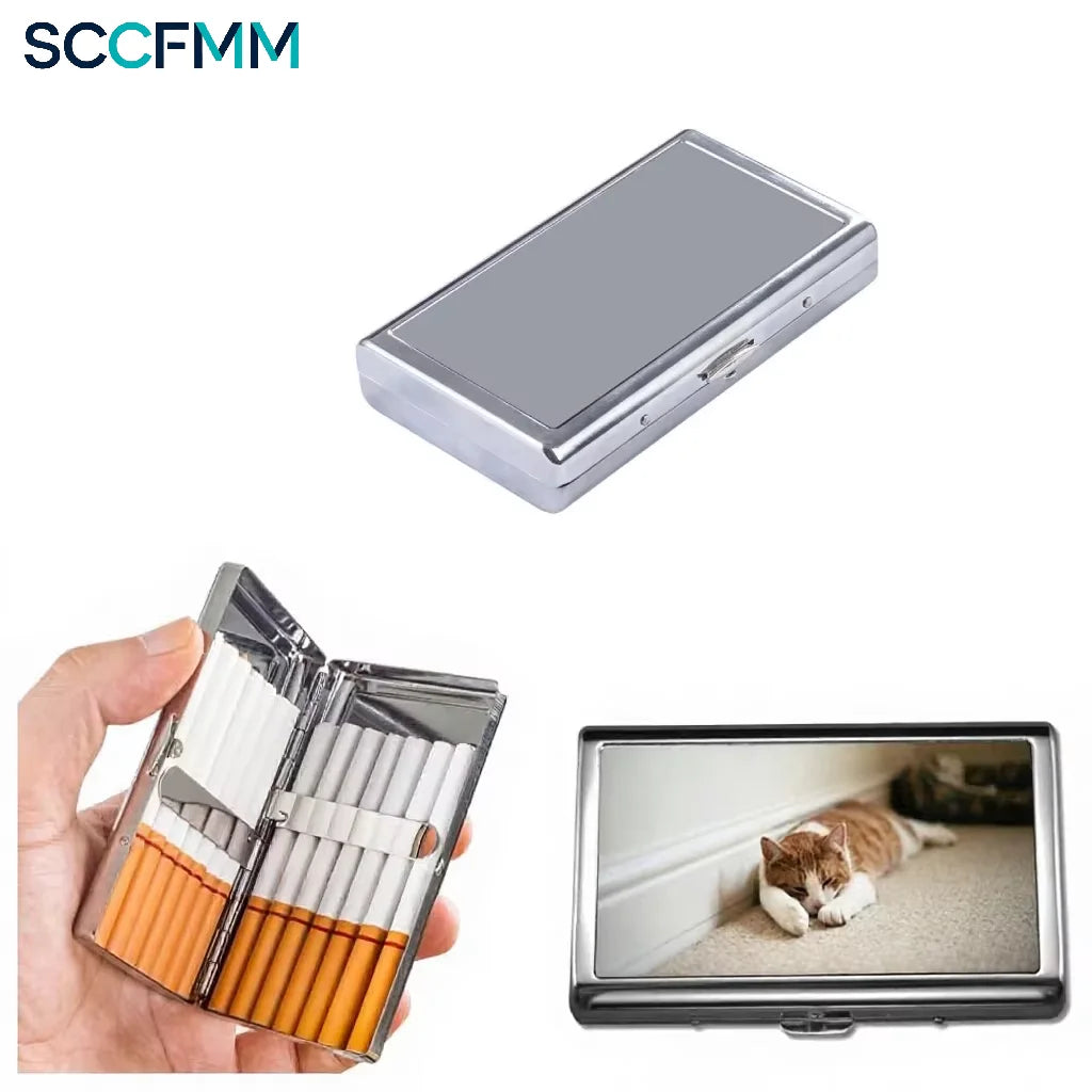SCCFMM 10pcs Sublimation Blank Metal Cigarette Case with 2 Aluminium Parts Metal Case for DIY Heat Transfer Print Logo Image Print