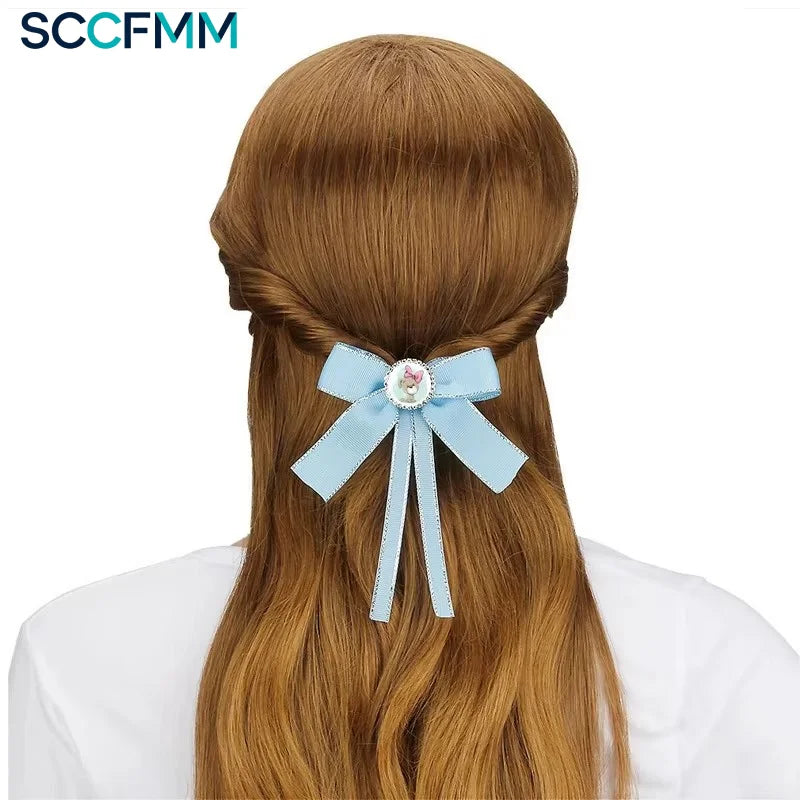 Sublimation Bow Hairpin Blue Pink Bow Hair Clips Hairpin Custom Personalized Gift for Friends Heat-transfer Print Logo Photo