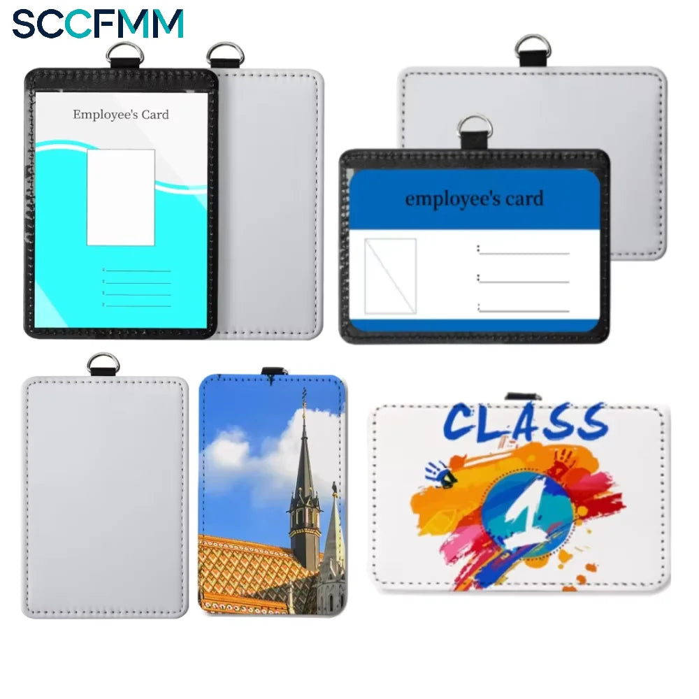SCCFMM 20 Pcs PU Leather ID Badge Holder Sublimation Blanks ID Card Holders for Coach Office Employees Students for Heat Transfer Print
