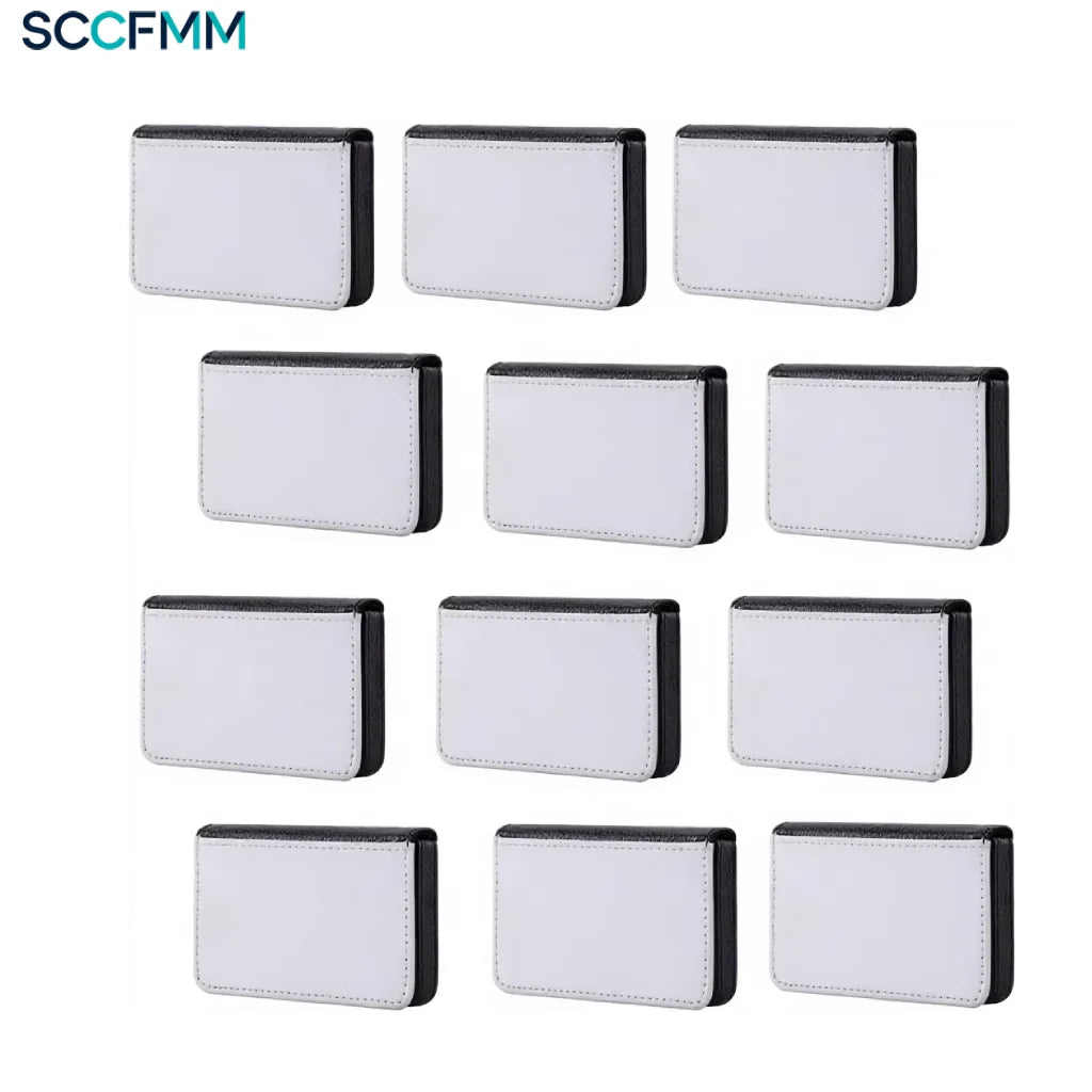 SCCFMM 12pcs Sublimation Business Card Holder PU Leather Name Card Case Pocket Heat Transfer Blank Wallet Coin Purse Card Holder Case