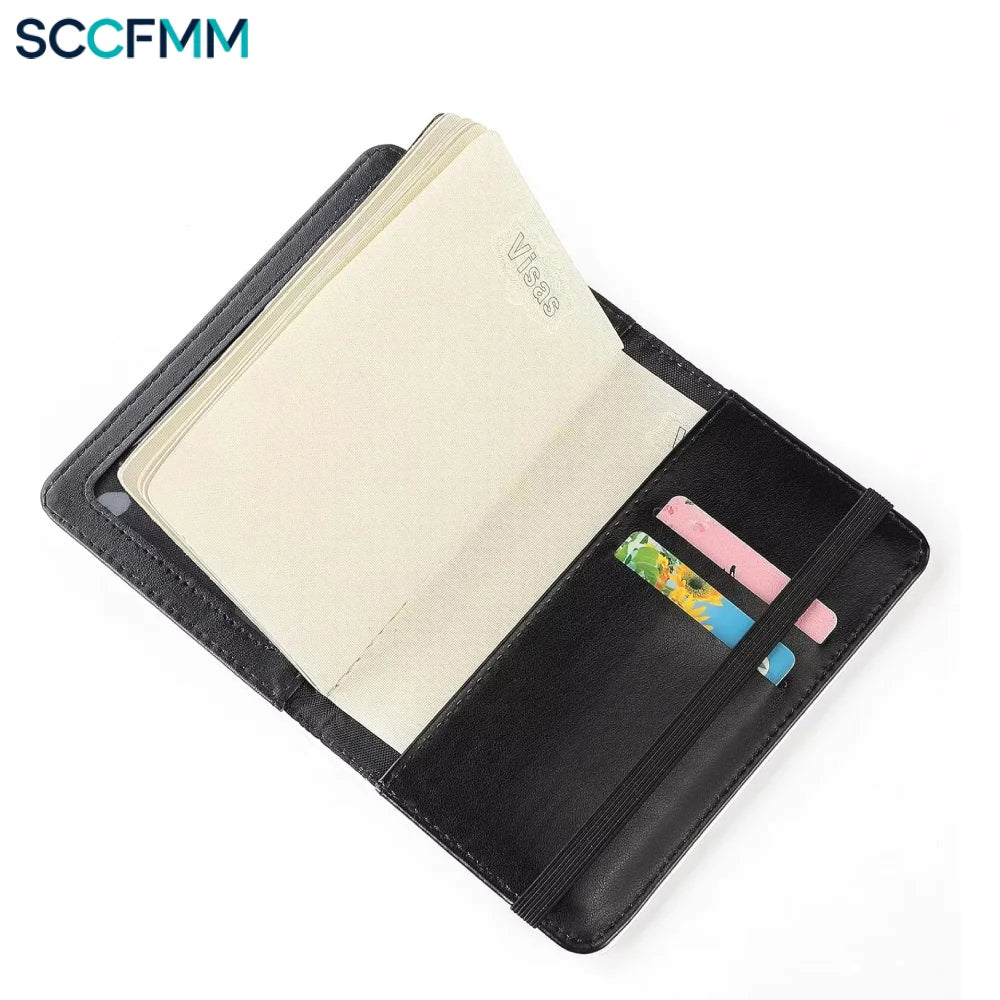 SCCFMM 10pcs Sublimation Passport Holder Covers PU Leather Travel Passports Book Holder Wallet Cover for Business Cards Credit Cards