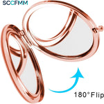 SCCFMM 10pcs Sublimation Blank Magnifying Compact Mirror for Purses Rose Gold Folding Mini Pocket Travel Makeup Mirror for Custom Gift