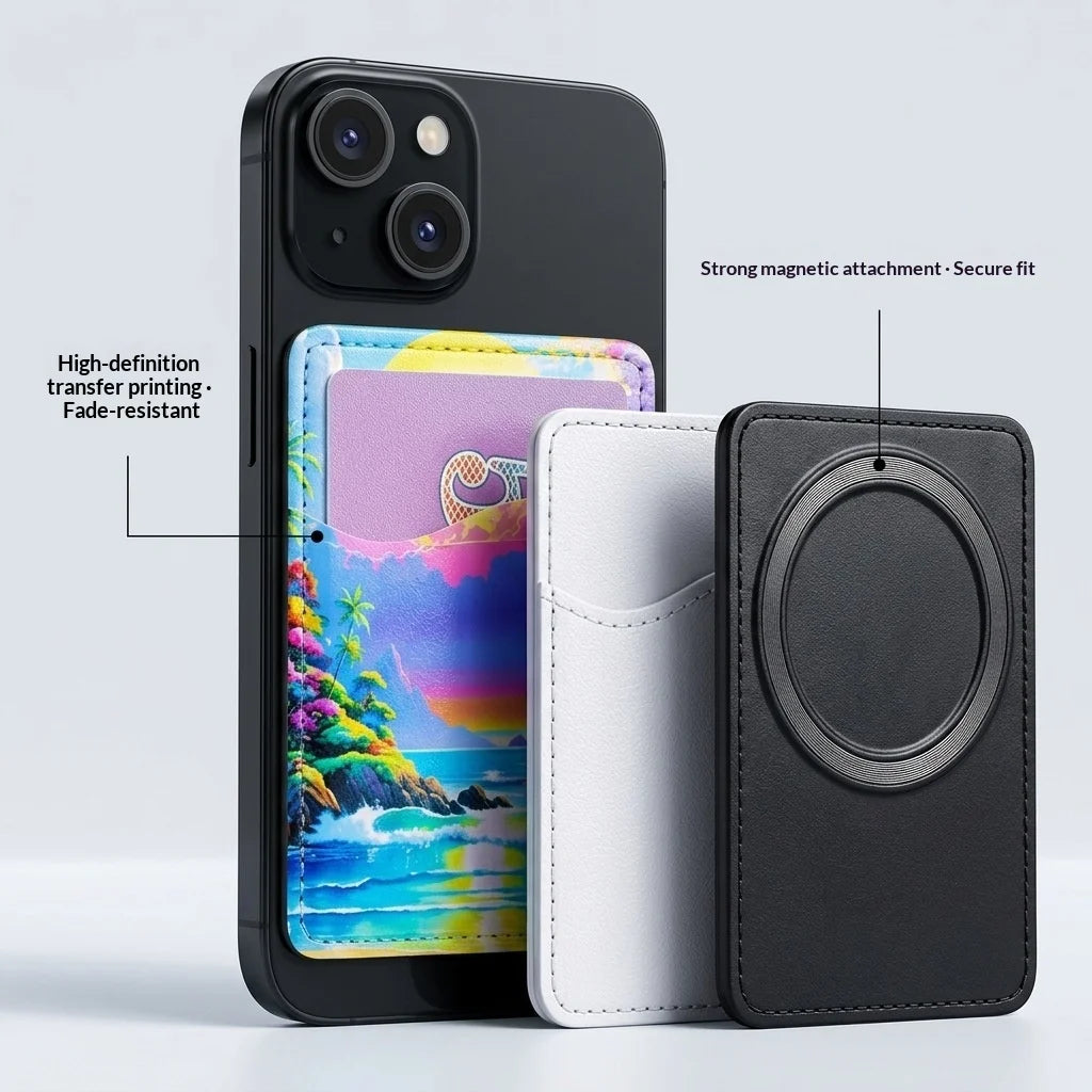 Magnetic Card Holder Coin Purse for Phone Back - Sublimation Blank Card Holders, PVC Unisex Case for Heat-Transfer Print Logo Image