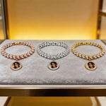 Heat Transfer Zinc Alloy Bracelet with Round Pendant Fashion Roman Style Charm Memorial Customize Personalized Gifts for Women