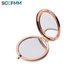 SCCFMM 10pcs Sublimation Blank Magnifying Compact Mirror for Purses Rose Gold Folding Mini Pocket Travel Makeup Mirror for Custom Gift