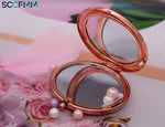 SCCFMM 10pcs Sublimation Blank Magnifying Compact Mirror for Purses Rose Gold Folding Mini Pocket Travel Makeup Mirror for Custom Gift
