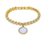 Heat Transfer Zinc Alloy Bracelet with Round Pendant Fashion Roman Style Charm Memorial Customize Personalized Gifts for Women