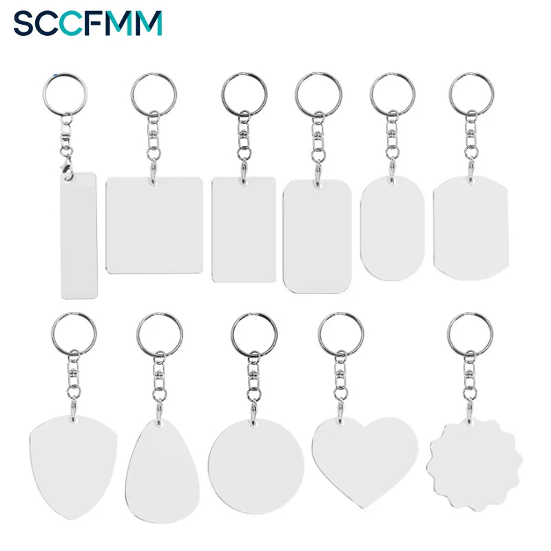 Sublimation Keychain White Aluminum Keychain DIY Double-Sided DIY Craft Keyring for Heat Transfer PrintCustom Promotional Gifts
