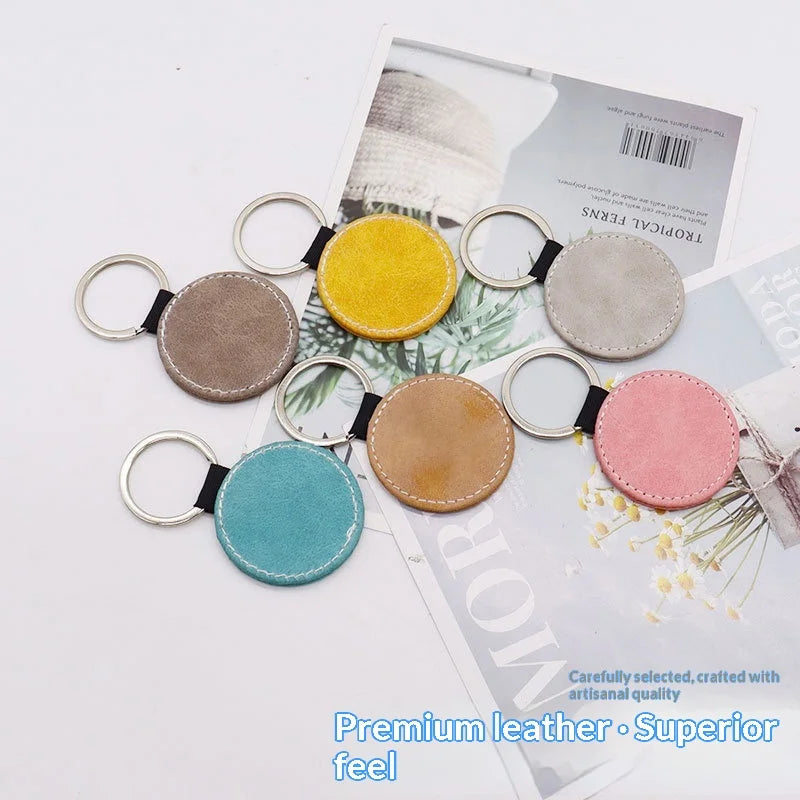 SCCFMM Sublimation PU Leather Keychain Modern Minimalist Style Edge-Wrapped Hotel Number Keyring Gift DIY Logo Print Custom