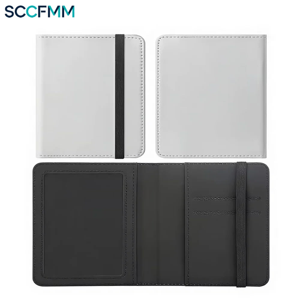 SCCFMM 10pcs Sublimation Passport Holder Covers PU Leather Travel Passports Book Holder Wallet Cover for Business Cards Credit Cards
