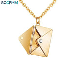 SCCFMM Zinc Alloy Rectangle Sublimation Necklace Envelope Pendant for Men Women Fashion Birthday Anniversary Gifts for DIY Photo