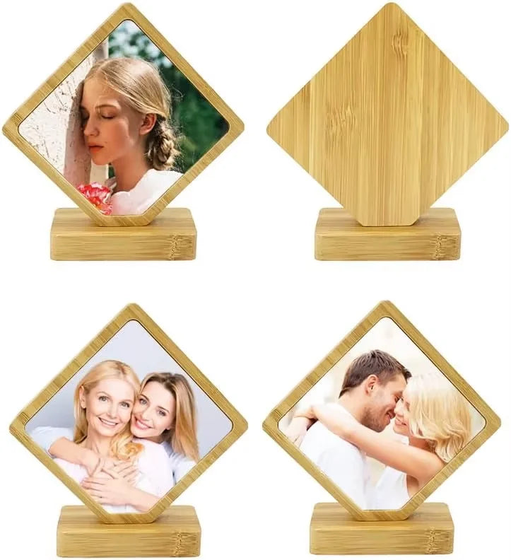 5pcs Sublimation Bamboo Frame Home Decorative Diy Heat Transfer Print Photo Frame Bamboo Picture Frame Ornament For Diy Custom