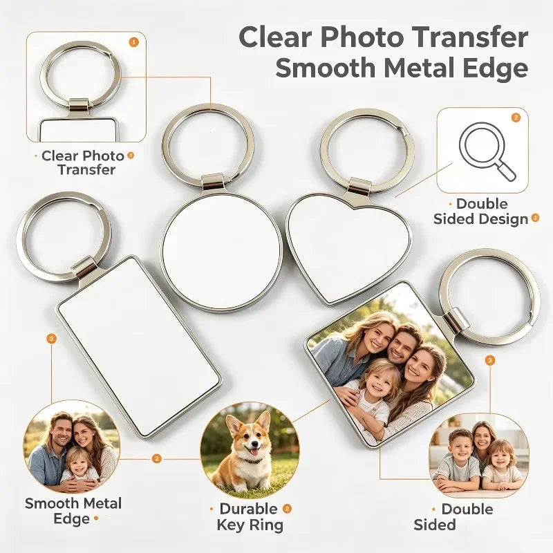 SCCFMM Metal Keychain Double-Sided Sublimation Keychains Custom Keyring for Thermal Transfer Print Anniversary Valentine Gift