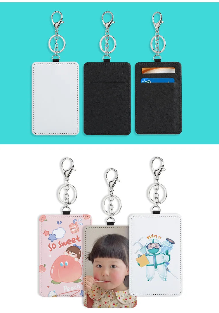 20 Pcs Sublimation Blank PU Leather Card & ID Badge Holders Portable Heat Transfer Printable for Office & Transportation Use