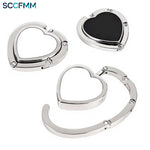 SCCFMM Sublimation Blank Heart Shape Metal Purse Hooks Handbag Hangers Portable and Foldable Custom Unique Bag Hook DIY Print