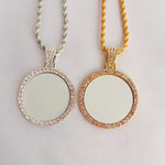 Sublimation Zinc Alloy Necklace Large Round Photo Pendant Thermal Transfer Print Customized Memory DIY Couple Family Gifts