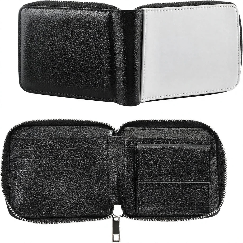 10pcs Sublimation Wallet Leather Men's Women's Zipper Card Holder Coin Purse DIY Logo Heat Transfer Crafts For Father's Day