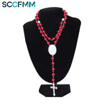 SCCFMM Custom Creative Gift Sublimation Rosary Beads Cross Necklace Border Pendants Necklace Jewelry Gifts for DIY Print Photo