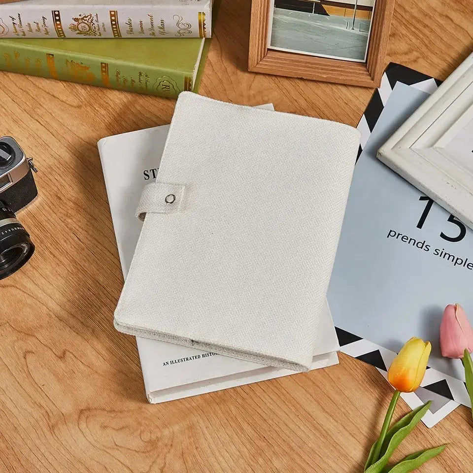8pcs Linen Cotton Hard Cover for Journals A5 Sublimation Blank White Notebook Cover Creative Gift for DIY Photo Logo Printing