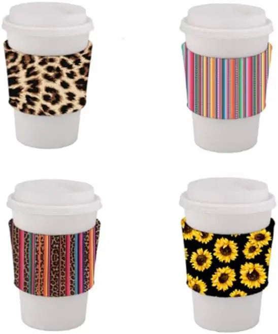 50pcs Sublimation Blank Neoprene Reusable Hot Coffee Cup Insulator Sleeves Neoprene Hot Coffee and Tea Cup Holder Sleeves
