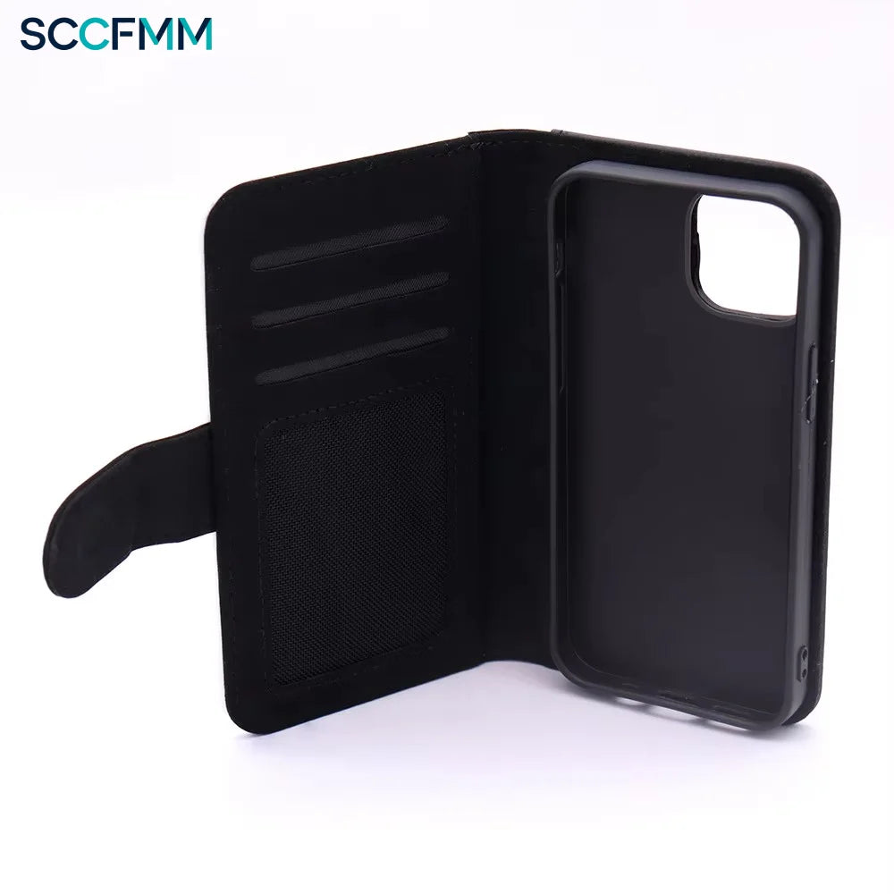 SCCFMM Mini PU Leather Phone Case for iPhone 13 - Sublimation Phone Cover with Card Slots - Protective Sleeve for DIY Printing