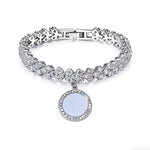 Heat Transfer Zinc Alloy Bracelet with Round Pendant Fashion Roman Style Charm Memorial Customize Personalized Gifts for Women