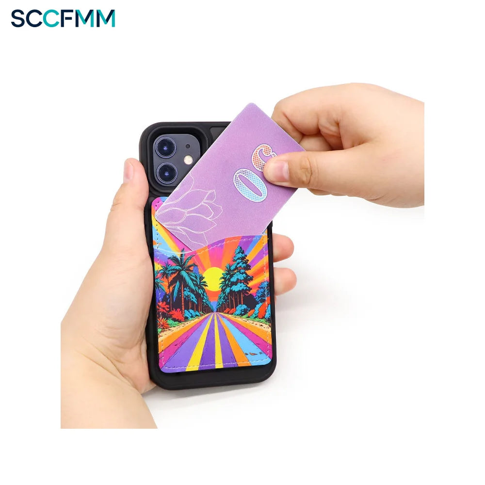 Magnetic Card Holder Coin Purse for Phone Back - Sublimation Blank Card Holders, PVC Unisex Case for Heat-Transfer Print Logo Image