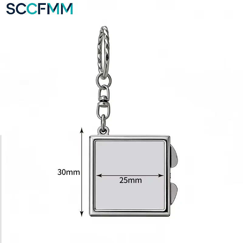 Sublimation Metal Makeup Mirror Keychain Foldable Small Square Vanity Promotional Gift Blanks Heat Transfer Print Logo