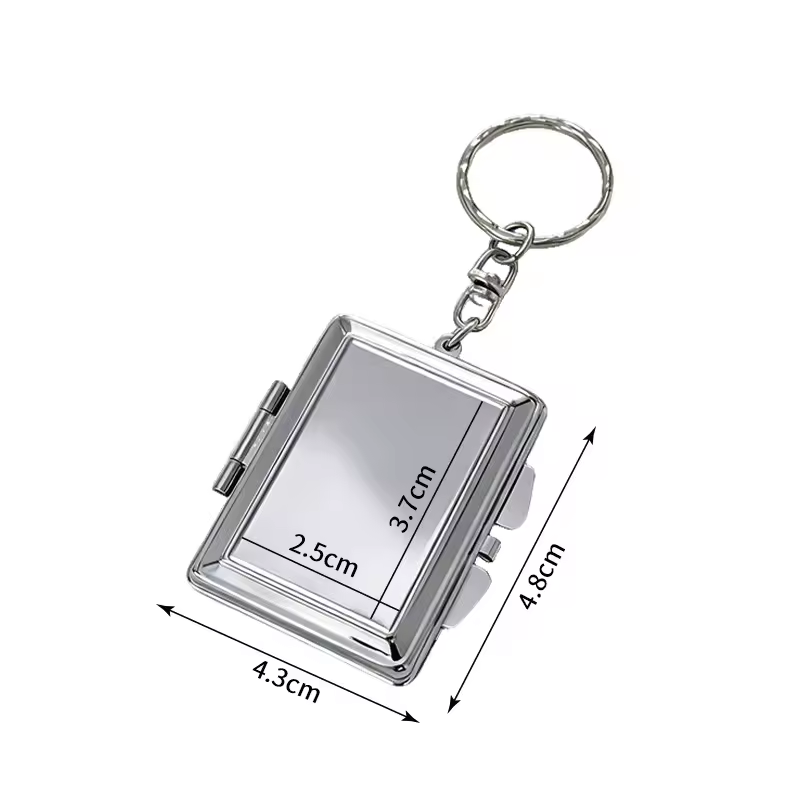 Sublimation Metal Makeup Mirror Keychain Foldable Small Square Vanity Promotional Gift Blanks Heat Transfer Print Logo