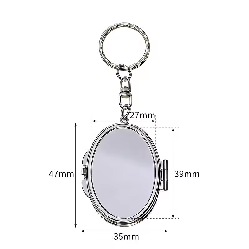 Sublimation Metal Makeup Mirror Keychain Foldable Small Square Vanity Promotional Gift Blanks Heat Transfer Print Logo