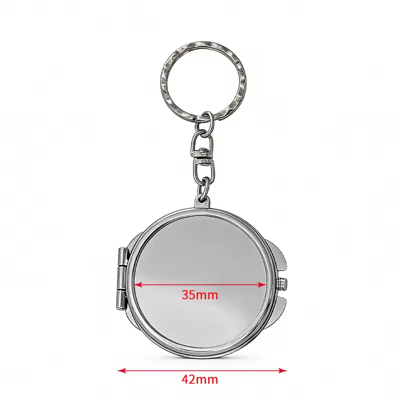 Sublimation Metal Makeup Mirror Keychain Foldable Small Square Vanity Promotional Gift Blanks Heat Transfer Print Logo